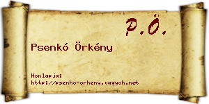 Psenkó Örkény névjegykártya