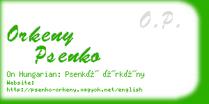 orkeny psenko business card